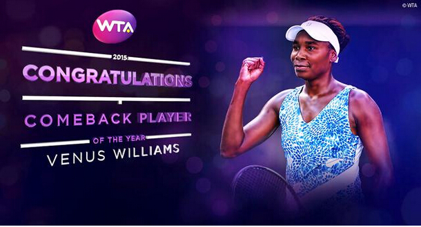 2015网球WTA年度奖揭晓最佳复出球员：大威廉姆斯